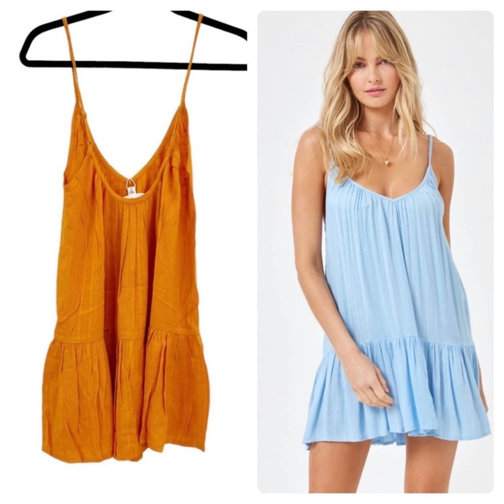 L Space Carli Cover Up Beach Adjustable Straps Orange Size S